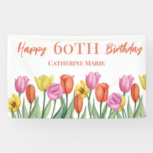 Floral 60th Birthday Banner