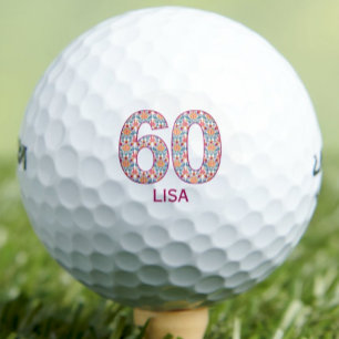 Floral 60th Birthday Friend Gift – Elegant Pink 60 Golf Balls