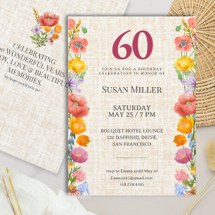 Floral 60th Birthday Invite - Elegant Garden Party