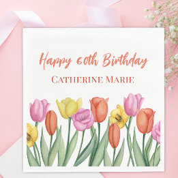 Floral 60th Birthday Napkin
