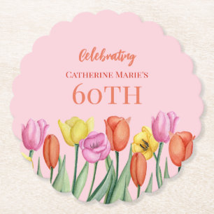 Floral 60th Birthday  Paper Coaster