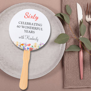 Floral 60th birthday party favours 60 custom Fans