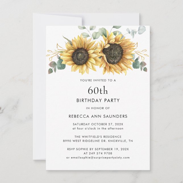 Floral 60th Birthday Party Invitation (Front)
