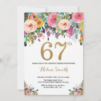 Floral 67e anniversaire Invitation Parties scintil