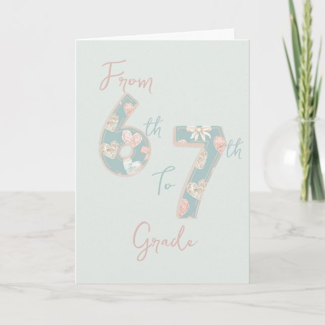 Floral 6 7 Meme Elementary Graduation Card (Front)