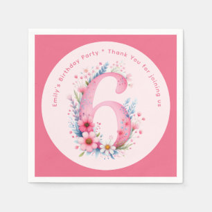 Floral 6th Birthday Custom Six Fairy Princess Napkin