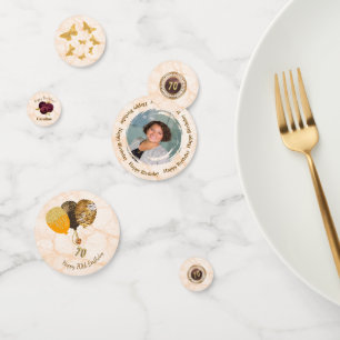 Floral 70th Birthday & Gold Foil Balloon, Face   Confetti