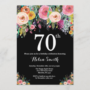 Floral 70th Birthday Invitation