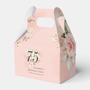 Floral 75th Birthday Any Age Floral Pink Greenery Favor Box