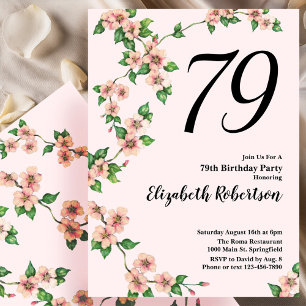 Floral 79e anniversaire Invitation en rose