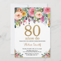 Floral 80e anniversaire Invitation Parties scintil