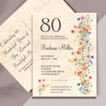 Floral 80th Birthday Elegant Party