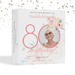 Floral 80th Birthday Party Pink Roses Custom Photo Binder<br><div class="desc">Floral 80th Birthday Party Pink Roses Custom Photo 3 ring binder. Feminine and delicate pink floral and botanical themed birthday party invitation. It features beautiful watercolor flowers and a custom photo you can change to your own! The designer is always ready to help, contact her if you need help with...</div>