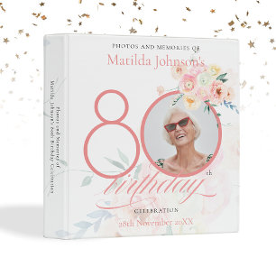 Floral 80th Birthday Party Pink Roses Custom Photo Binder