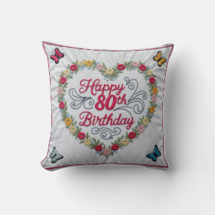 Floral 80th Birthday Throw Pillow: A Blooming  Pillow