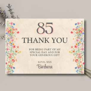 Floral 85th Birthday – Elegant Wildflower 85 years Thank You Card