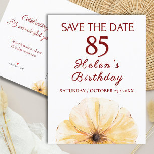 Floral 85th Birthday – Elegant Yellow Bloom Design Announcement Postcard