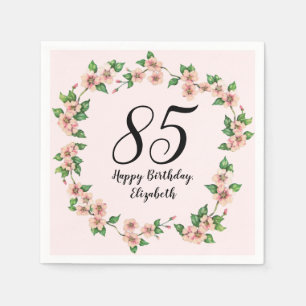 Floral 85th Birthday Pretty Blush Pink Napkin