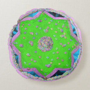 Floral 8-pointed star Eid Round Pillow