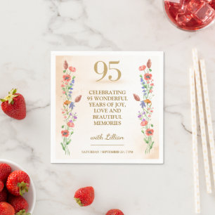 Floral 95th Birthday - Gold Wildflowers Design 95 Napkin