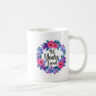 Floral 96 year old 96th birthday women funny 96 coffee mug
