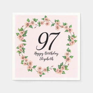 Floral 97th Birthday Pretty Blush Pink Napkin