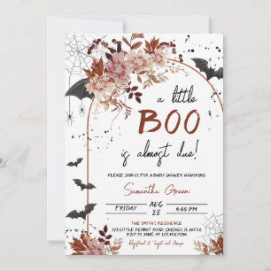 Floral A Little Boo Baby Shower Invitation