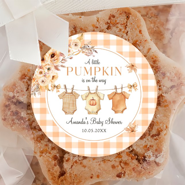 Floral A Little Pumpkin Baby Shower Sticker (Creator Uploaded)