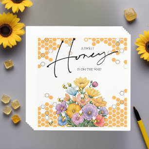 Floral A Sweet Honey Bee Baby Shower Invitation Napkin