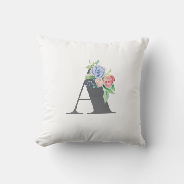 Floral A Throw Pillow (Front)