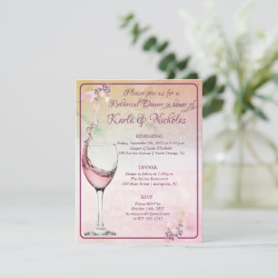 Floral Above The Clouds Rose Rehearsal Dinner Invitation