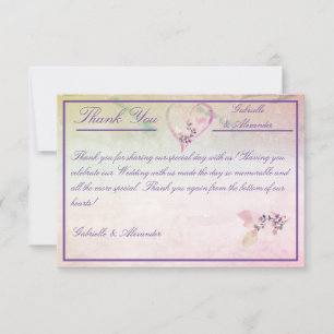 Floral Above The Clouds Rose Wedding Thank You Card