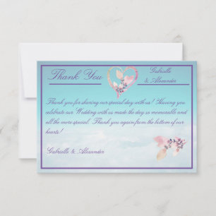 Floral Above The Clouds Teal Wedding Thank You Card