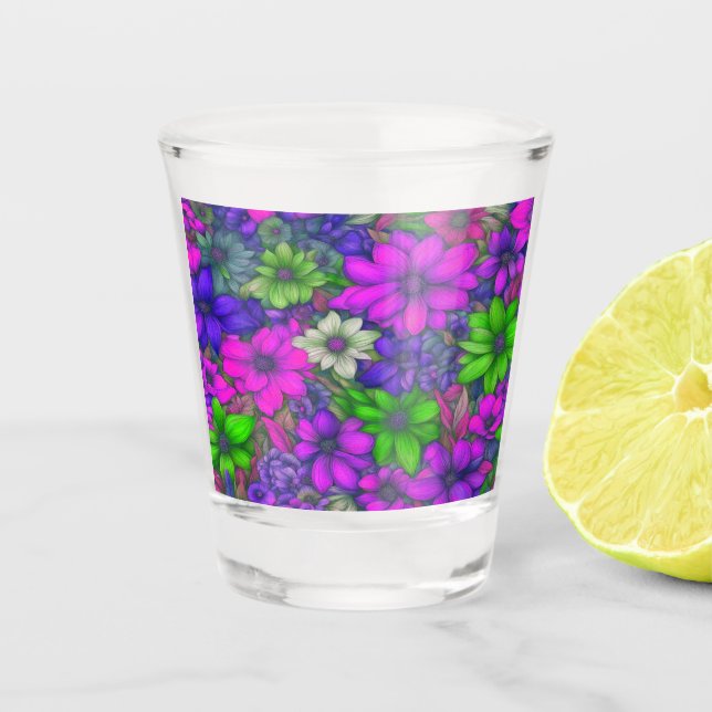 Floral Abstract #55 Shot Glass (Front)