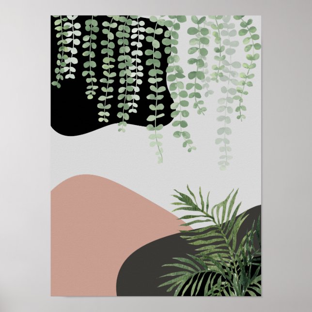 Floral Abstract Art Minimalist Mid-century modern  Poster (Front)