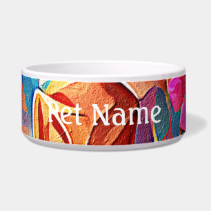 Floral Abstract Art Orange Red Blue Flowers