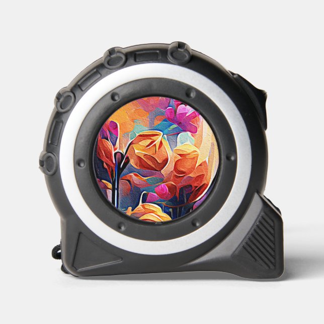 Floral Abstract Art Orange Red Blue Flowers 1 (Front)