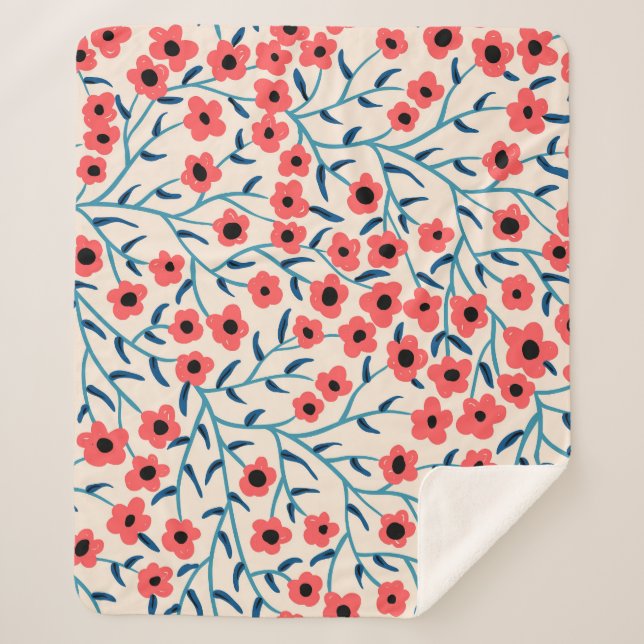 Floral Abstract: Blooming Vintage Pattern. Sherpa Blanket (Front)