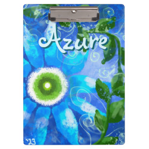 Floral Abstract Blue Green Flowers Personalized Clipboard