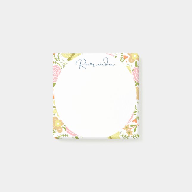 Floral & Abstract Circle Post-it Notes (Front)
