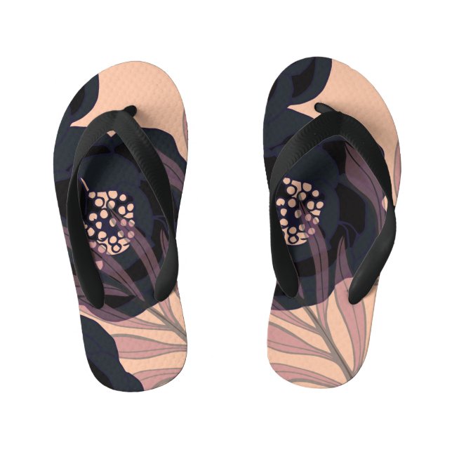 Floral abstract elegance, artistic background. kid's flip flops (Footbed)