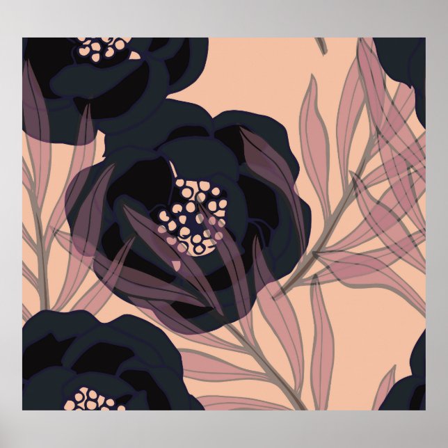 Floral abstract elegance, artistic background. poster (Front)