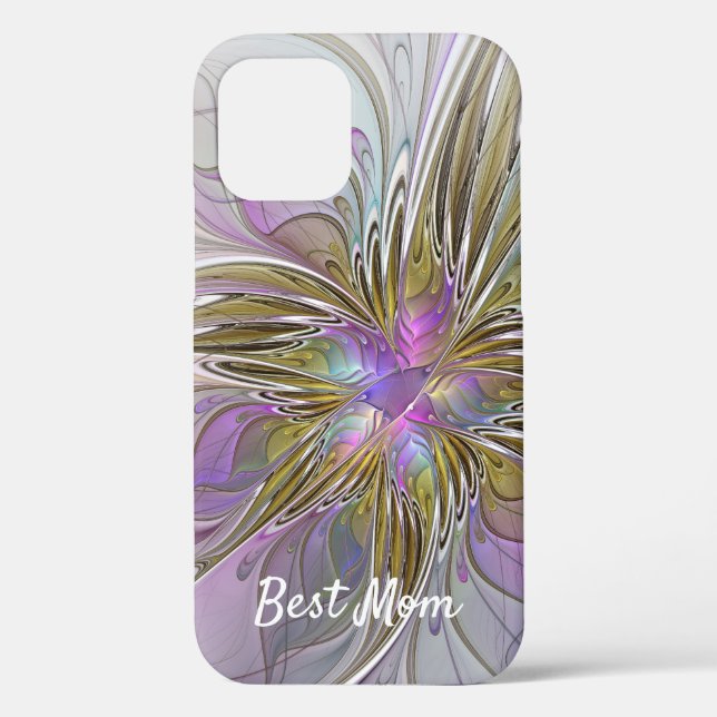Floral Abstract Fractal With Pink & Gold Best Mom Case-Mate iPhone Case (Back)