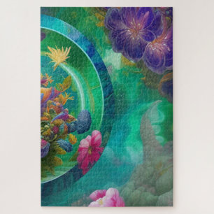 Floral Abstract Garden  Jigsaw Puzzle