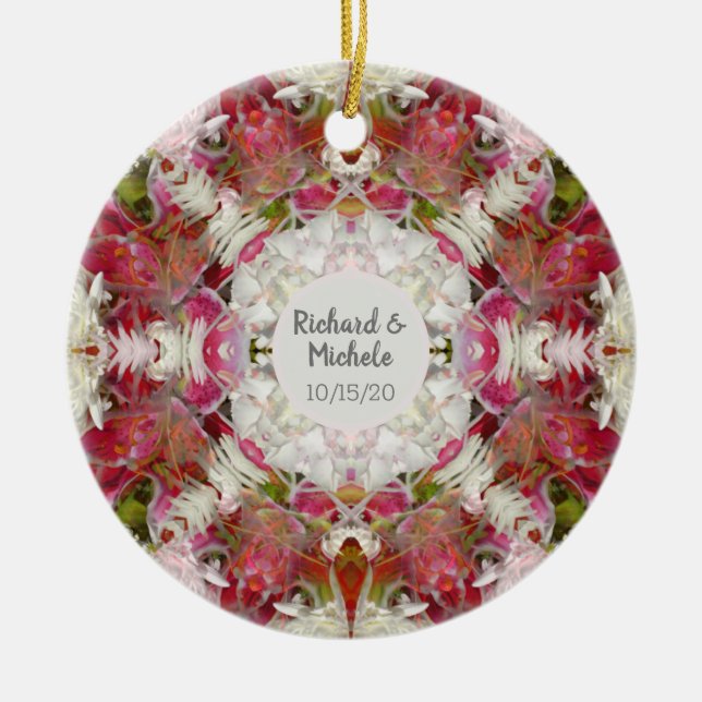 Floral Abstract Keepsake Ceramic Ornament (Front)