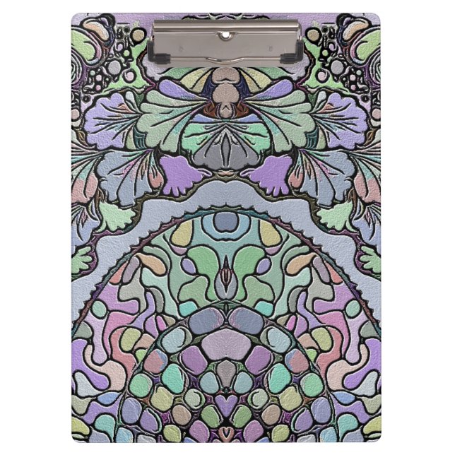 Floral abstract purple pansy mosaic pattern clipboard (Front)