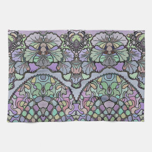 Floral abstract purple pansy mosaic pattern kitchen towel