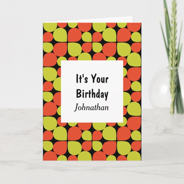 Floral Abstract Retro Pattern Birthday Card (Front)