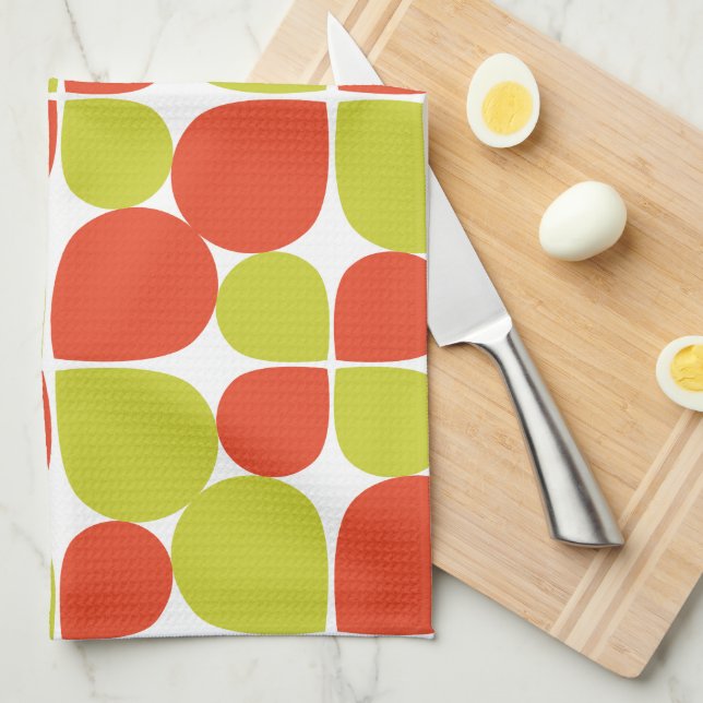 Floral Abstract Retro Pattern Kitchen Towel (Quarter Fold)