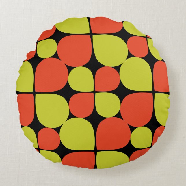 Floral Abstract Retro Pattern Round Pillow (Front)
